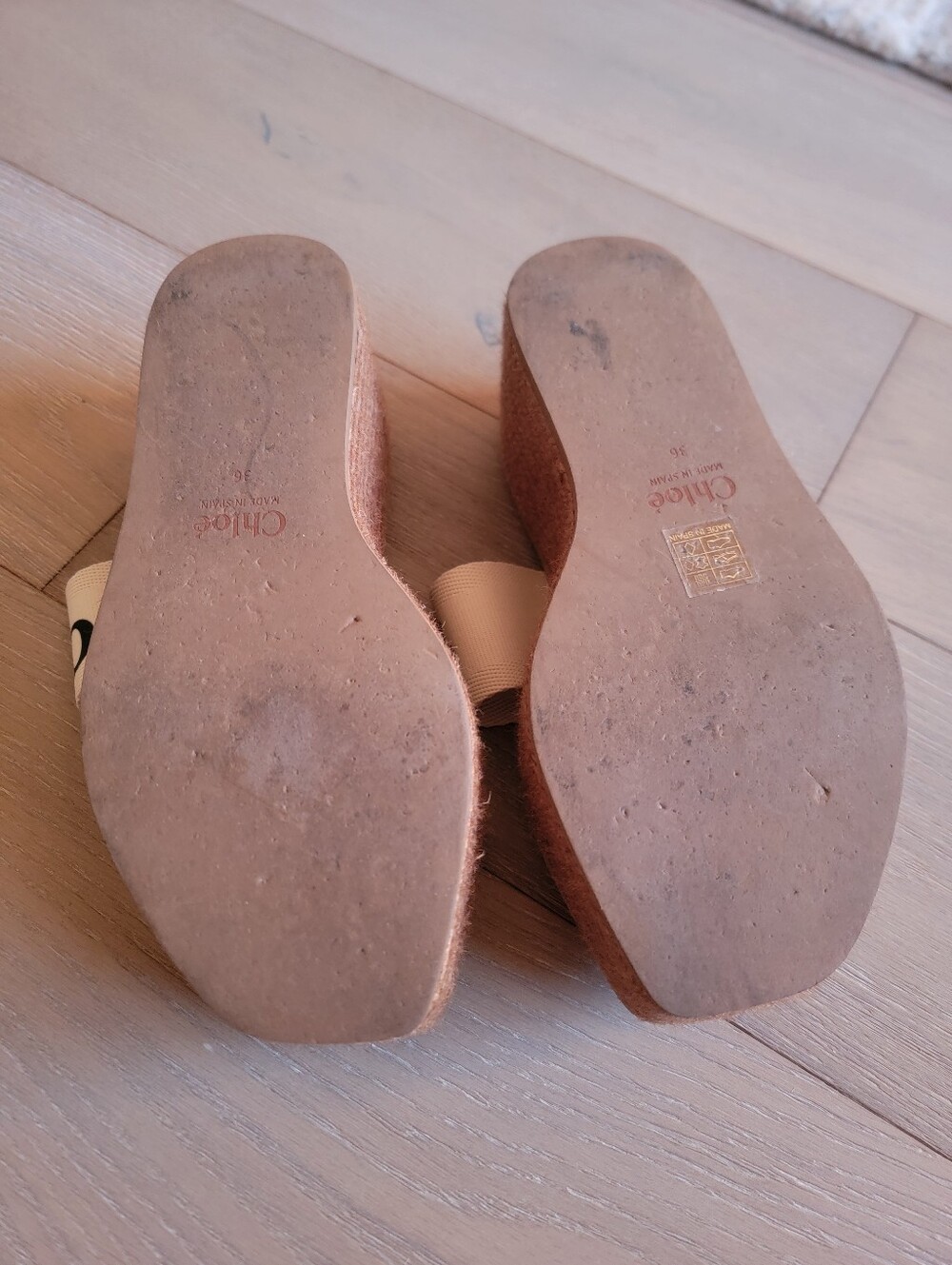 Chloe Off White Woody Wedge Sandals - Picture 6 of 6